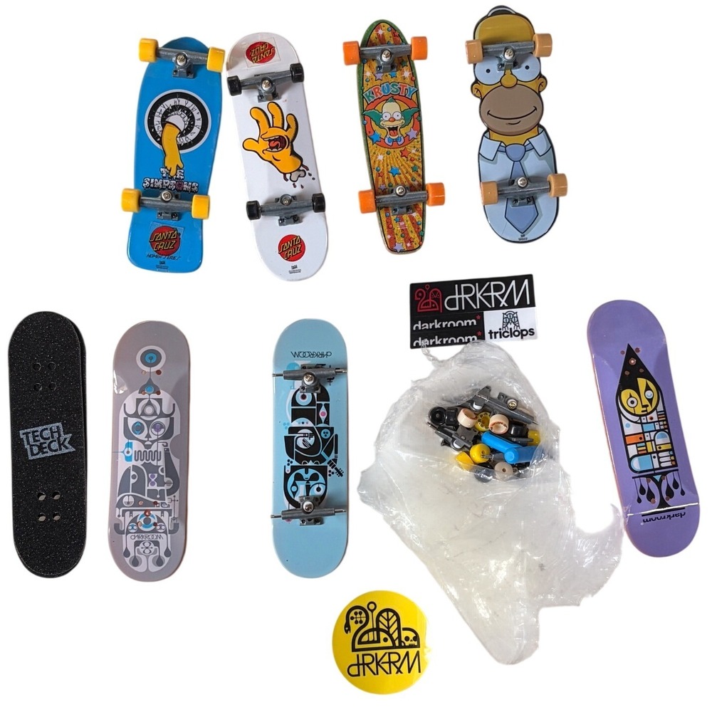 Tech Deck The Simpsons Santa Cruz Darkroom Fingerboard Lot Decks Parts Stickers